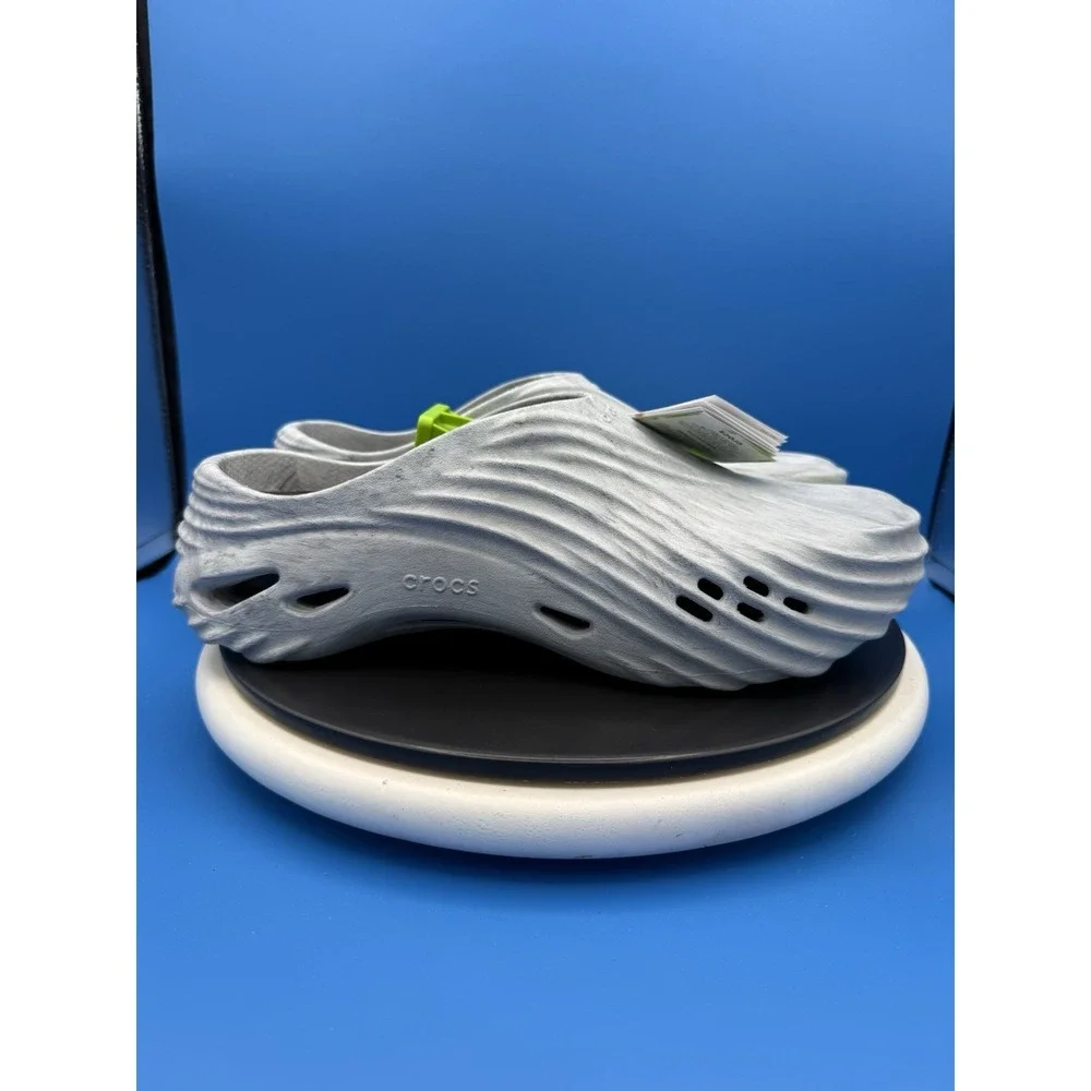 Crocs Echo Wave Mens Size 12 Watercolor Marbled Gray Slip On Clog Sandals Shoes